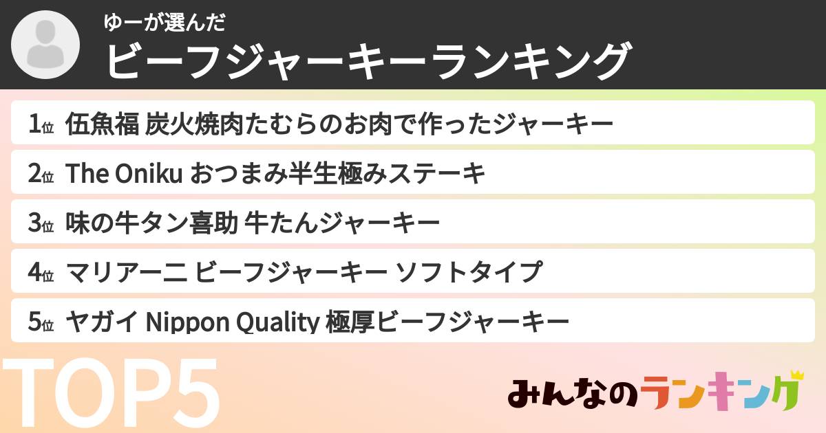 ゆーさんの「ビーフジャーキーランキング」