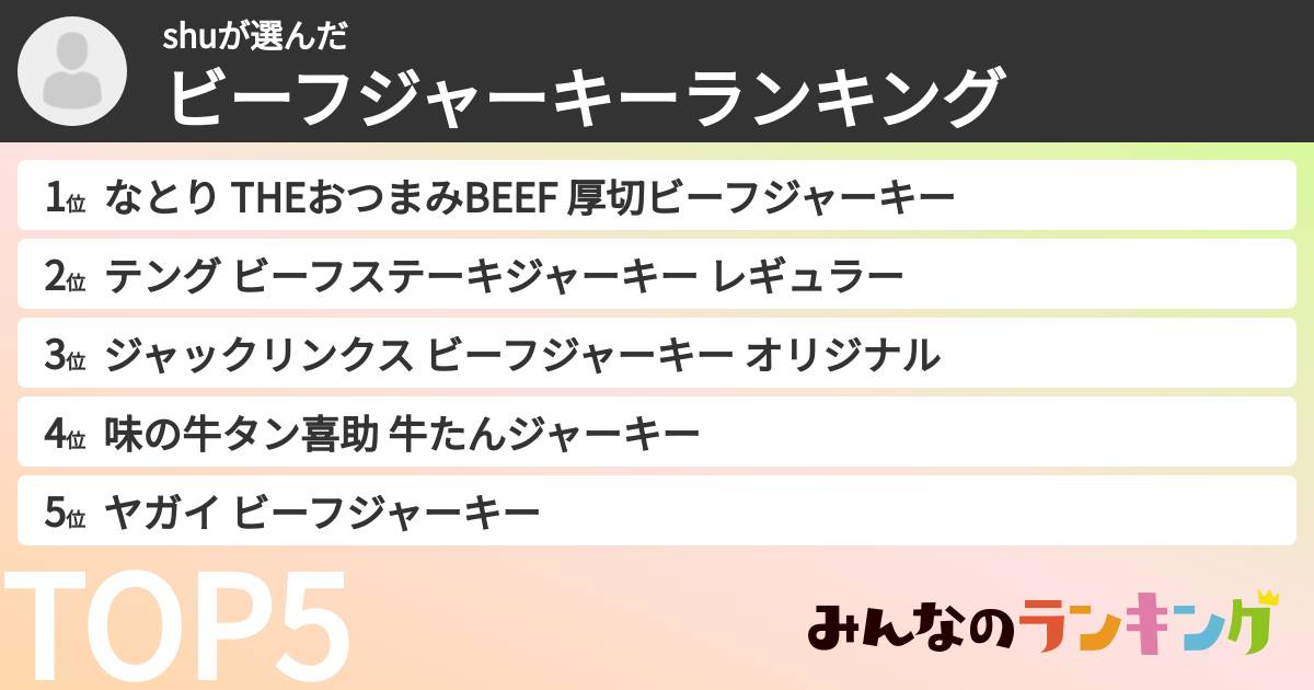 shuさんの「ビーフジャーキーランキング」