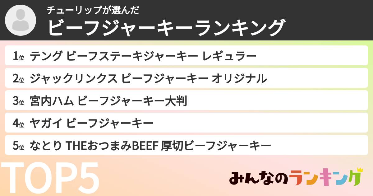 チューリップさんの「ビーフジャーキーランキング」
