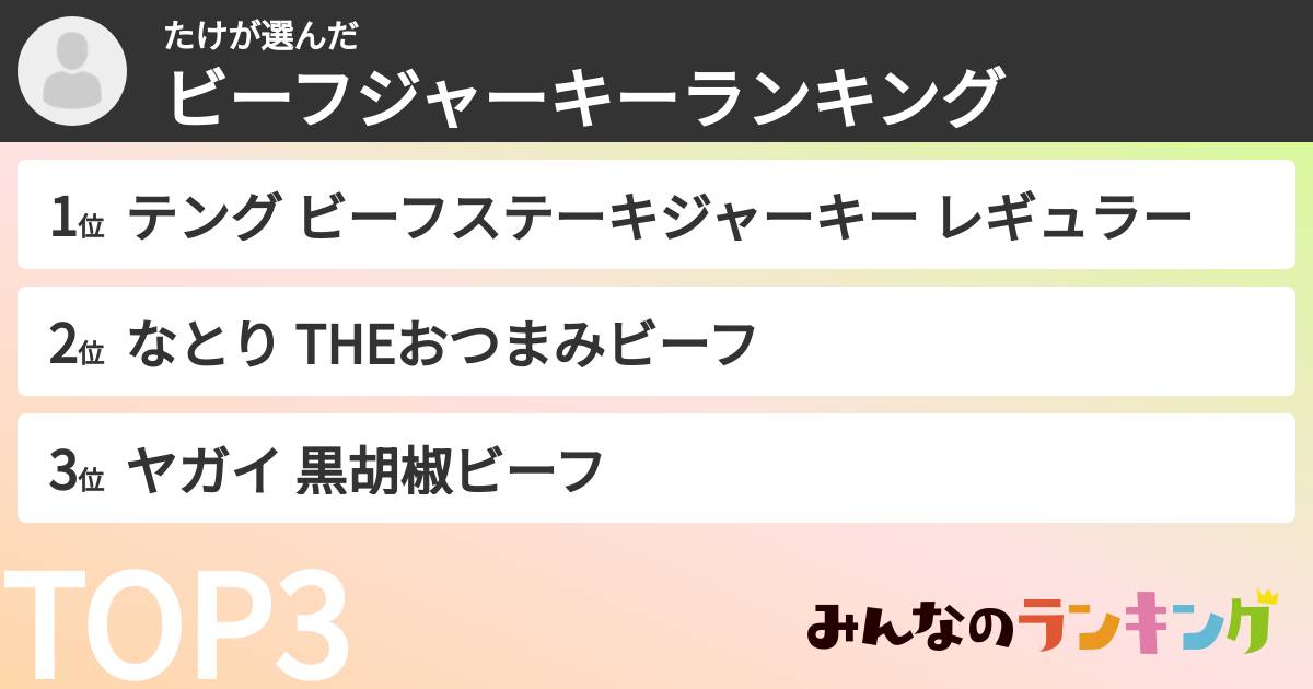 たけさんの「ビーフジャーキーランキング」