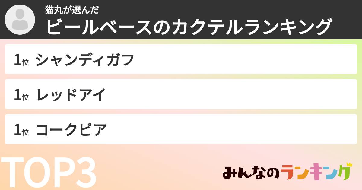 猫丸さんの「ビールベースのカクテルランキング」