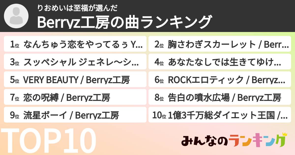 りおめいは至福さんの「Berryz工房の曲ランキング」