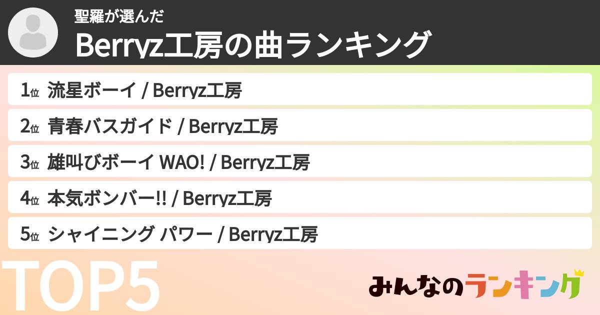 聖羅さんの「Berryz工房の曲ランキング」