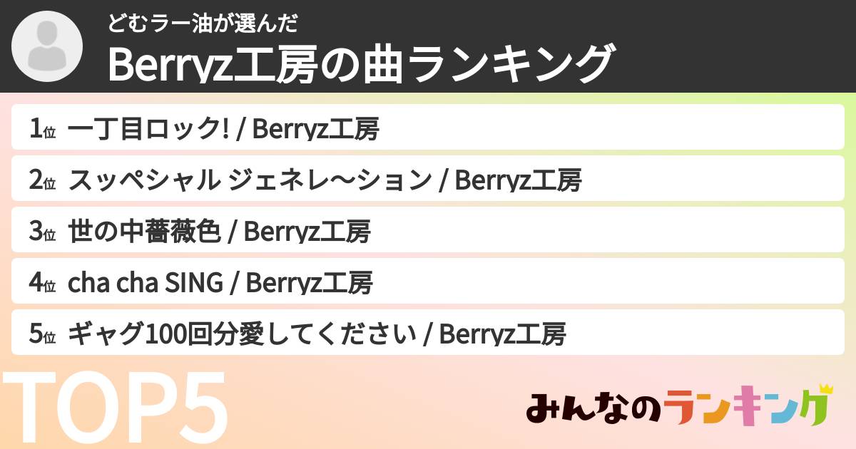 どむラー油さんの「Berryz工房の曲ランキング」