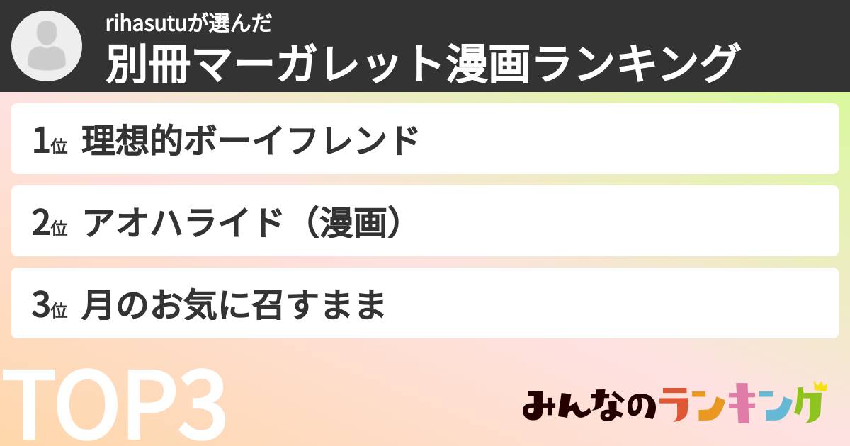rihasutuさんの「別冊マーガレット漫画ランキング」
