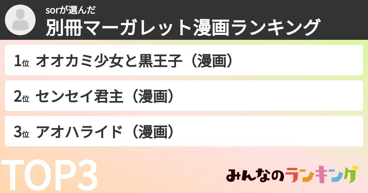 sorさんの「別冊マーガレット漫画ランキング」