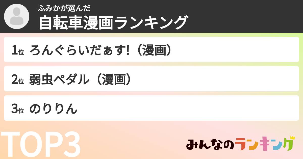 ふみかさんの「自転車漫画ランキング」