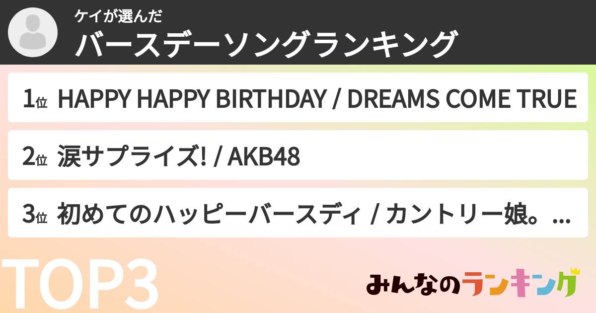 ケイさんの「バースデーソングランキング」