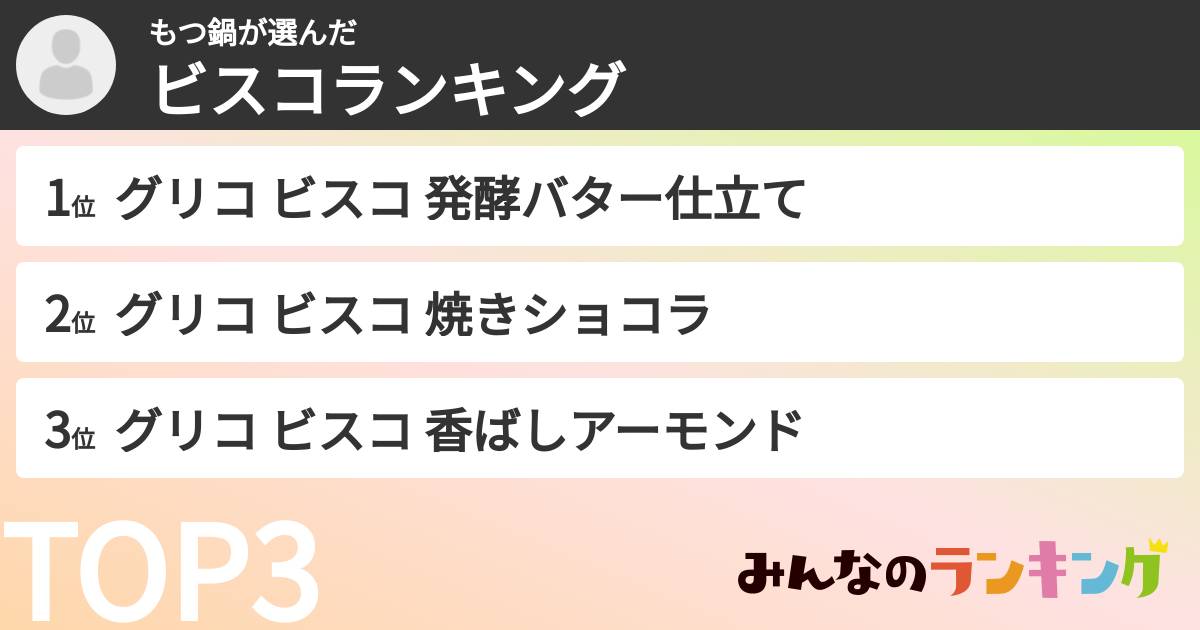 もつ鍋さんの「ビスコランキング」