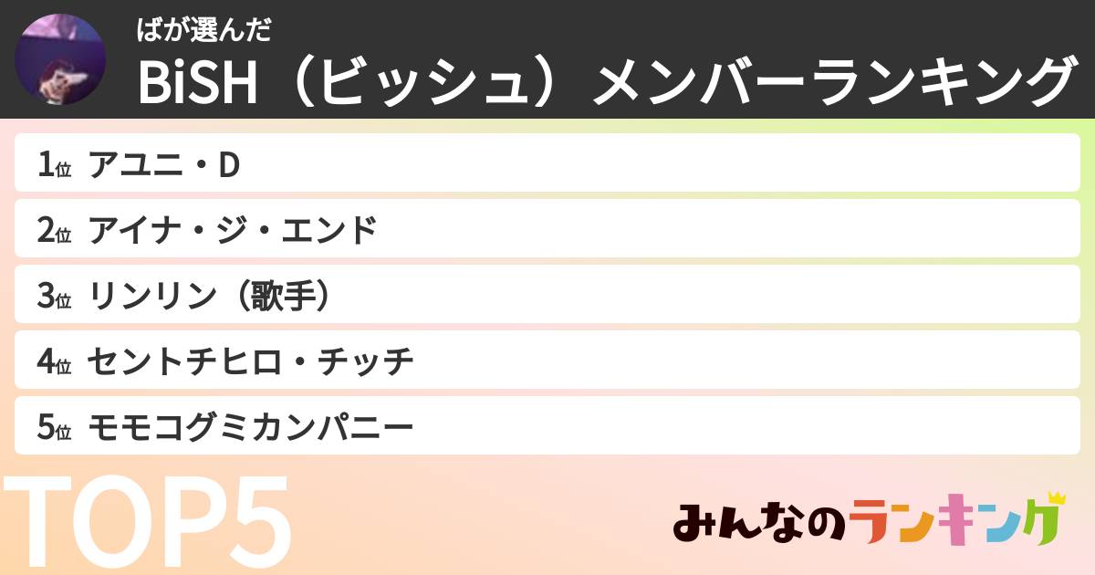 ばさんの「BiSH（ビッシュ）メンバーランキング」