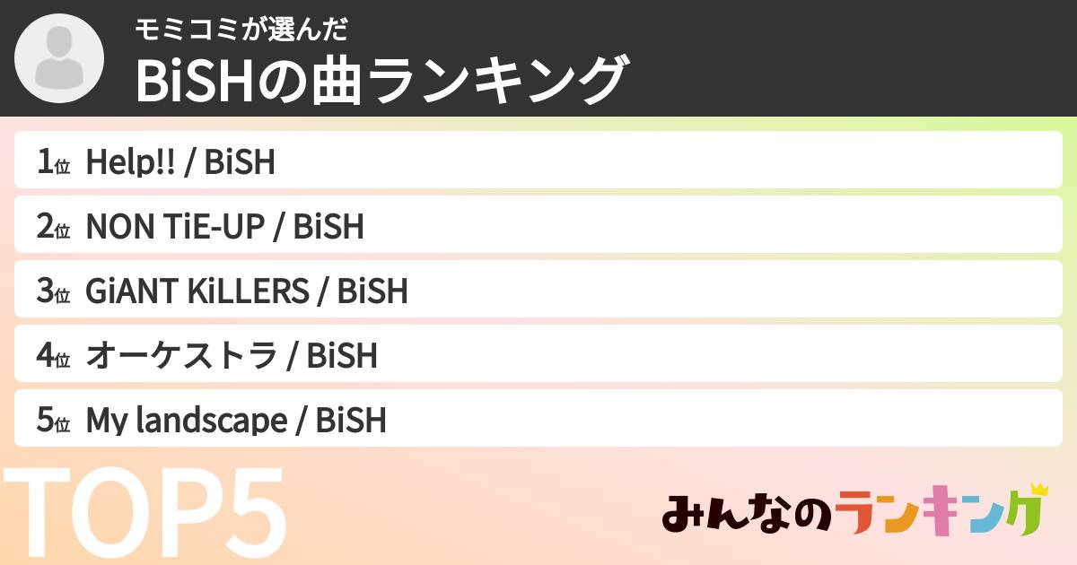 モミコミさんの「BiSHの曲ランキング」