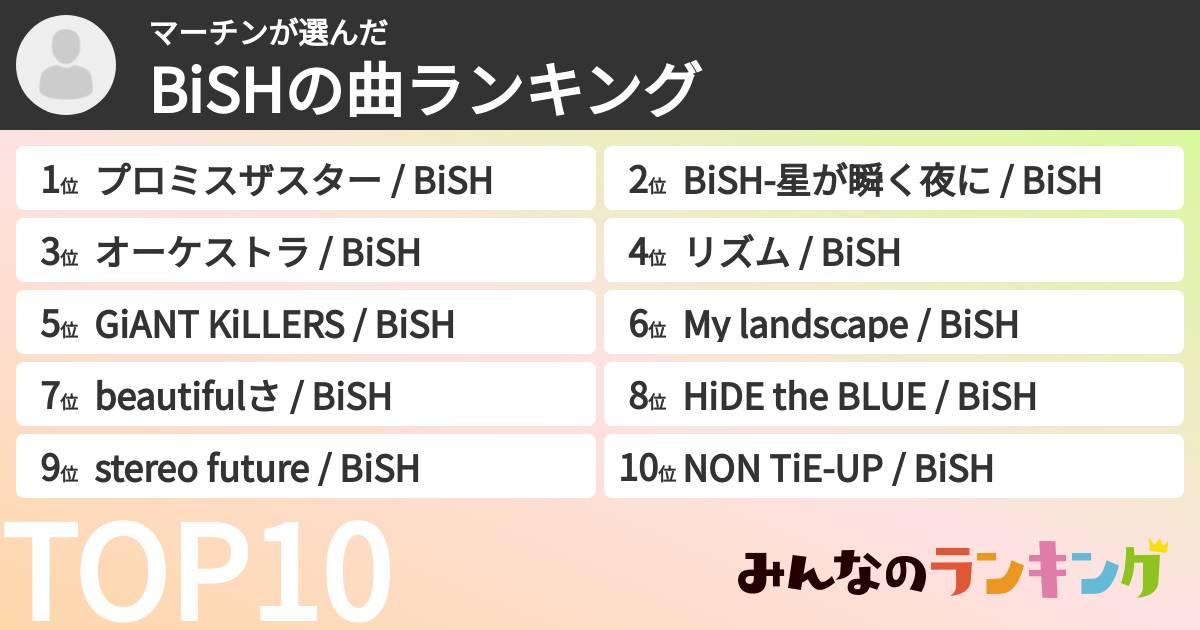 マーチンさんの「BiSHの曲ランキング」