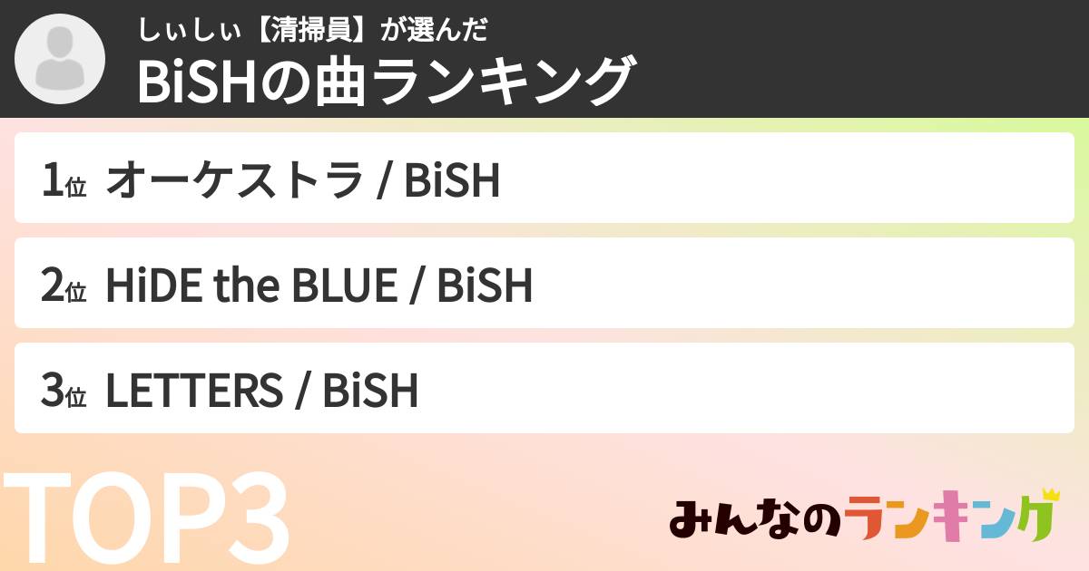 しぃしぃ【清掃員】さんの「BiSHの曲ランキング」