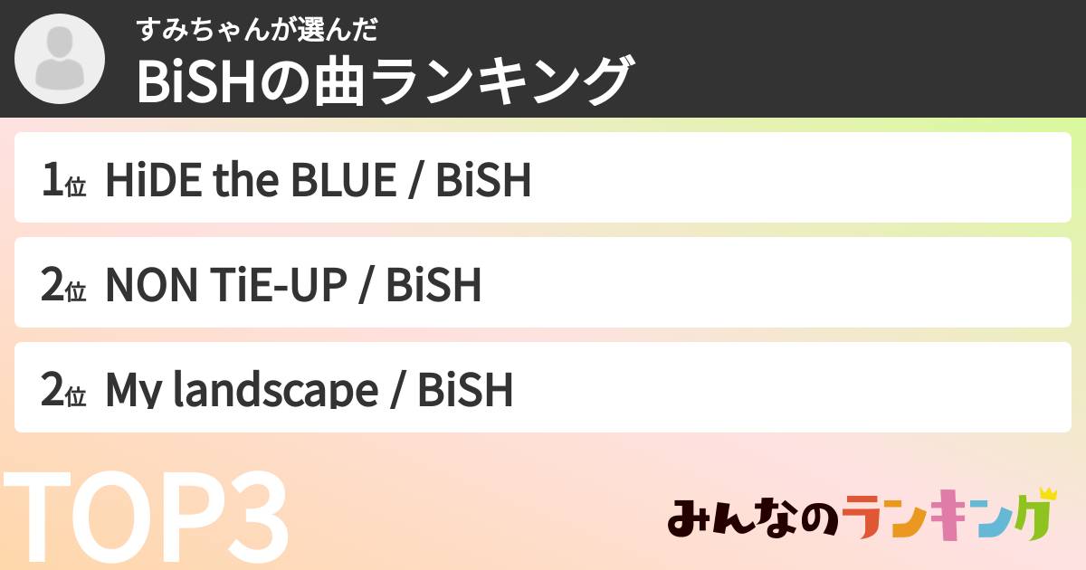 すみちゃんさんの「BiSHの曲ランキング」