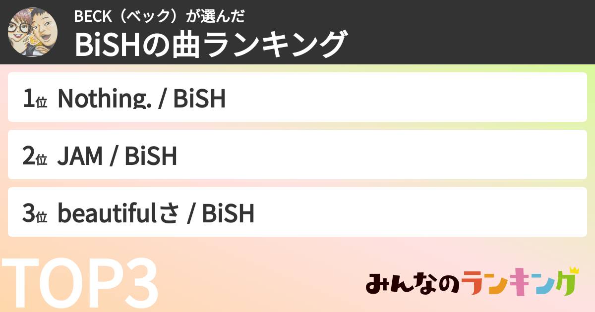 BECK(ベック)さんの「BiSHの曲ランキング」