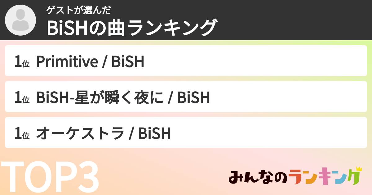 ゲストさんの「BiSHの曲ランキング」