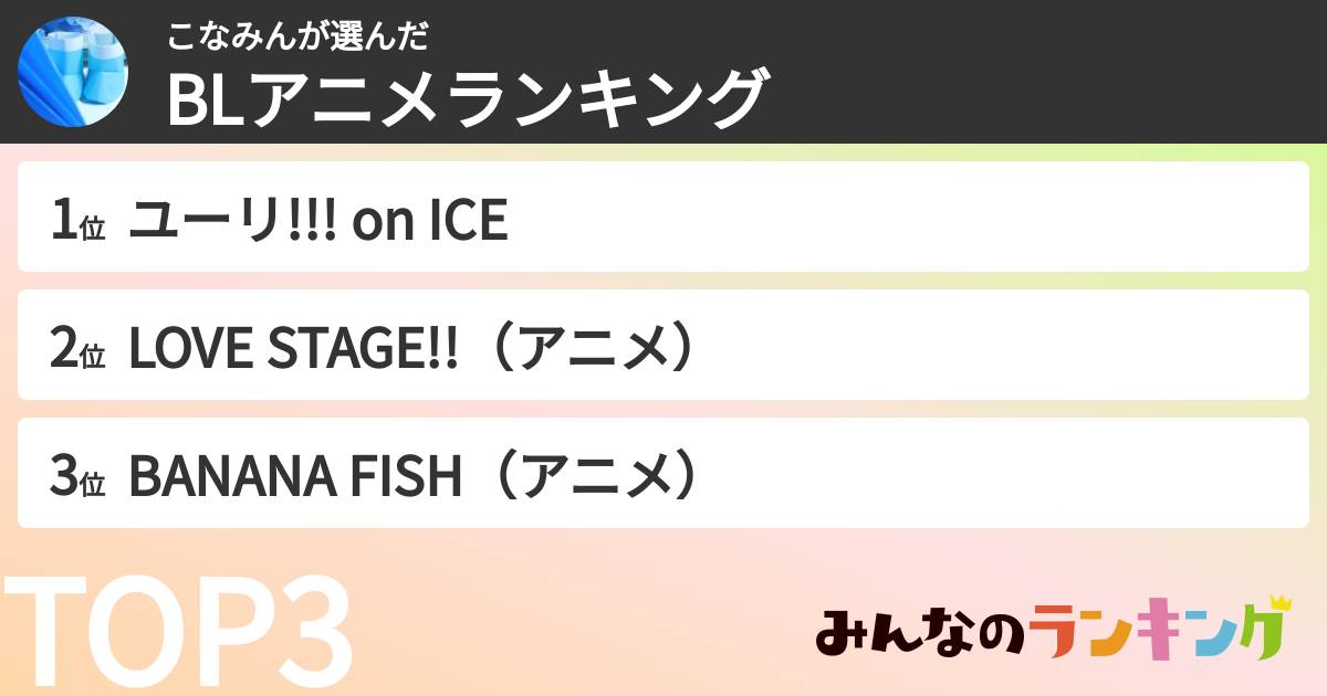 こなみんさんの「BLアニメランキング」