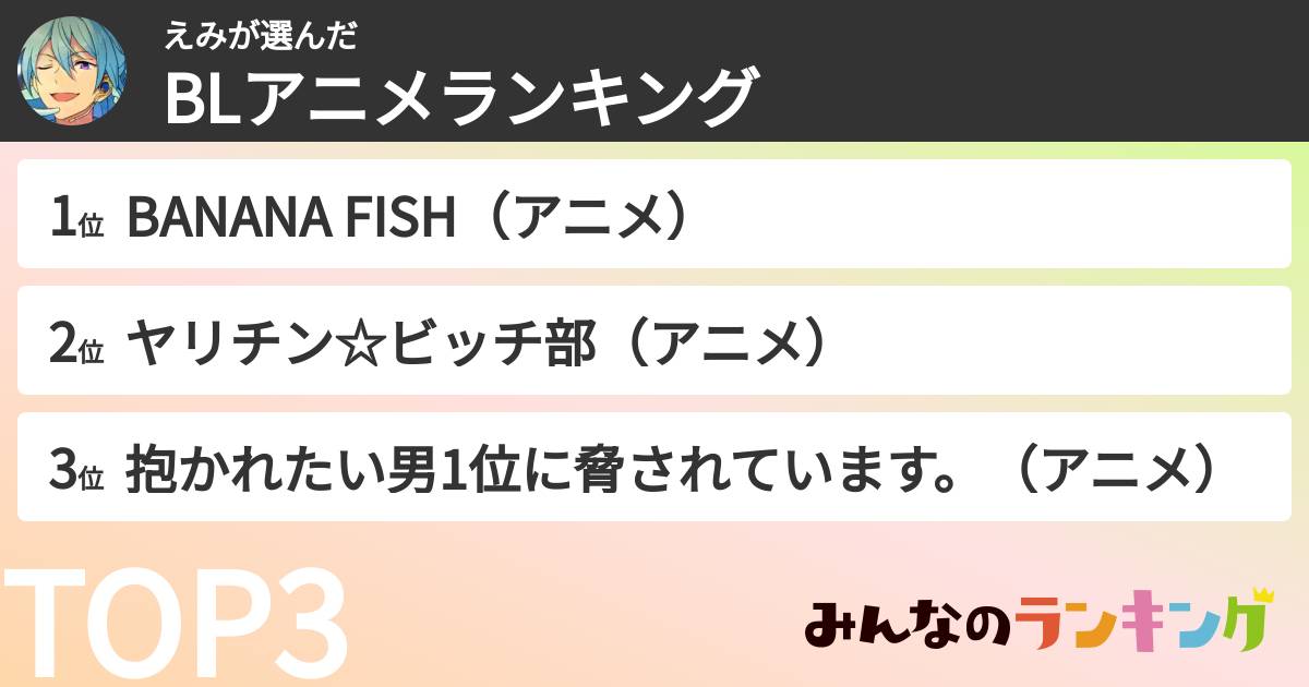えみさんの「BLアニメランキング」