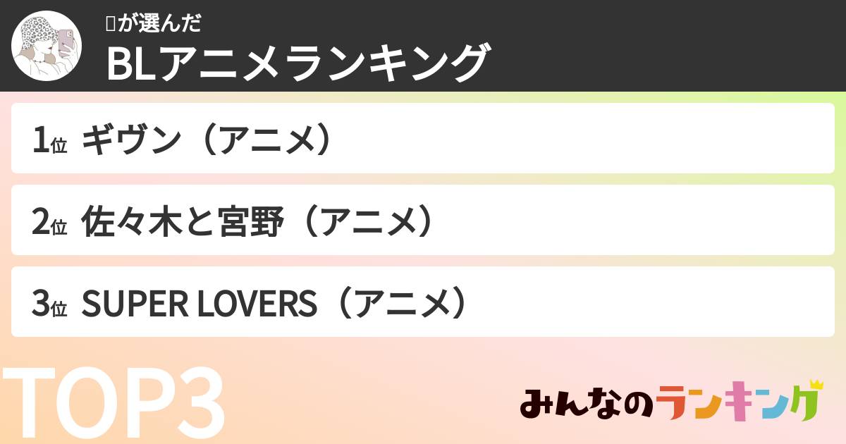 𓍯さんの「BLアニメランキング」