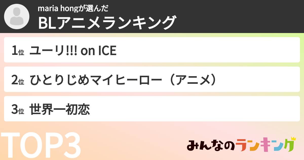 maria hongさんの「BLアニメランキング」