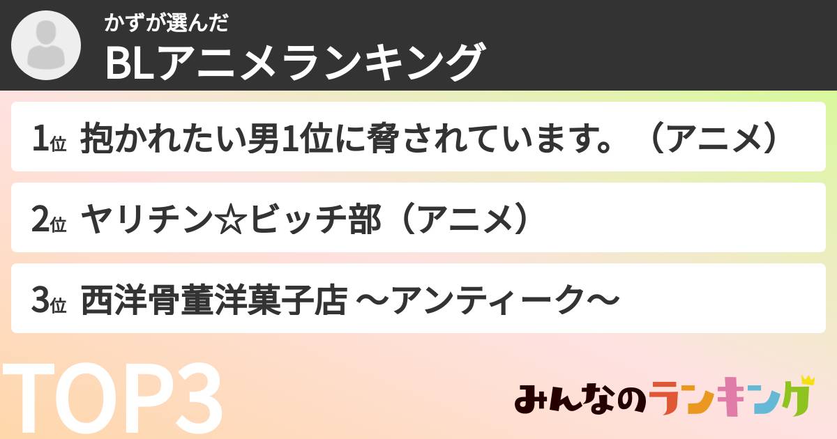かずさんの「BLアニメランキング」