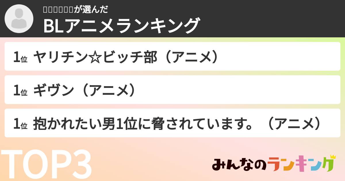 🌫𝓎𝓊𝓏𝓊🍀さんの「BLアニメランキング」
