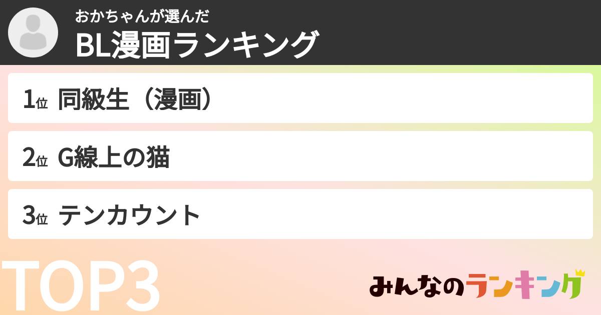 おかちゃんさんの「BL漫画ランキング」