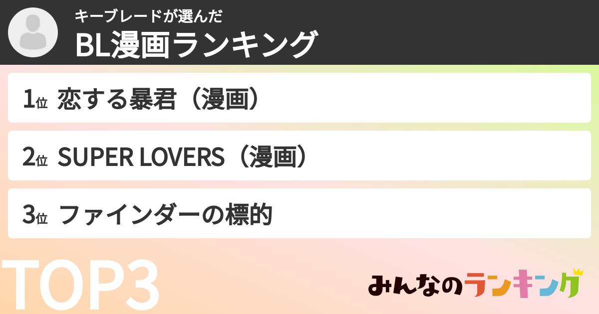 キーブレードさんの「BL漫画ランキング」