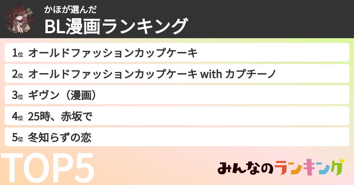 かほさんの「BL漫画ランキング」