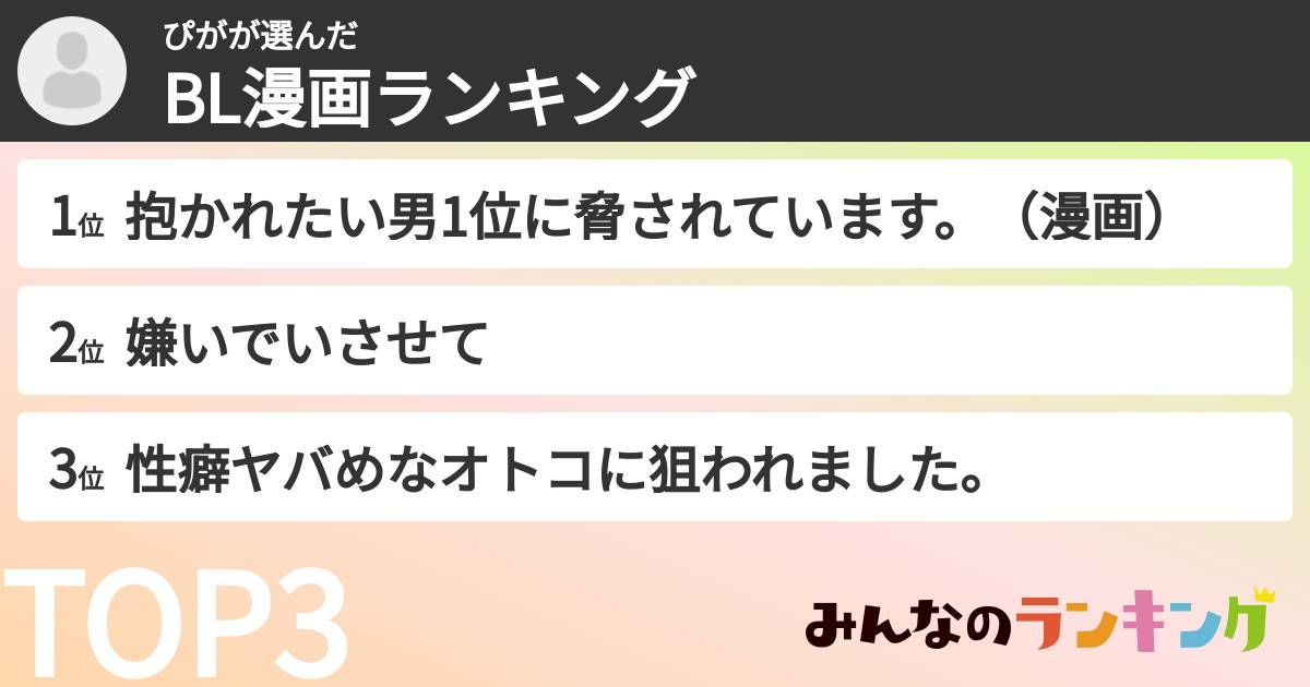 ぴがさんの「BL漫画ランキング」