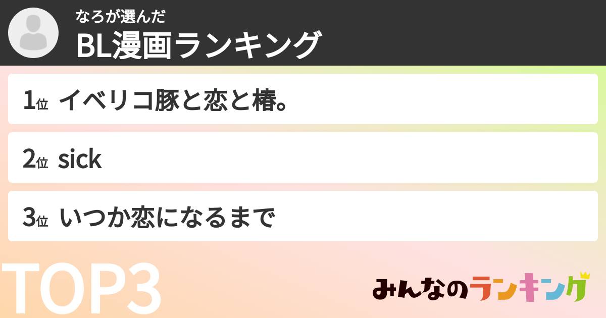 なろさんの「BL漫画ランキング」