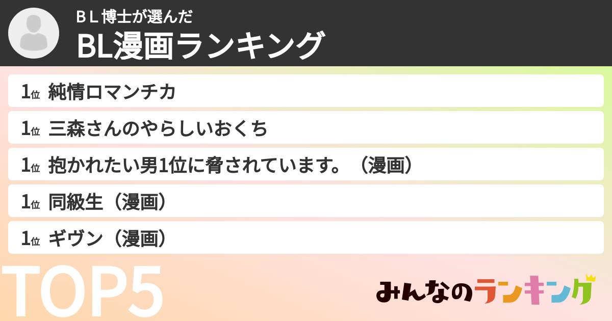 BL博士さんの「BL漫画ランキング」
