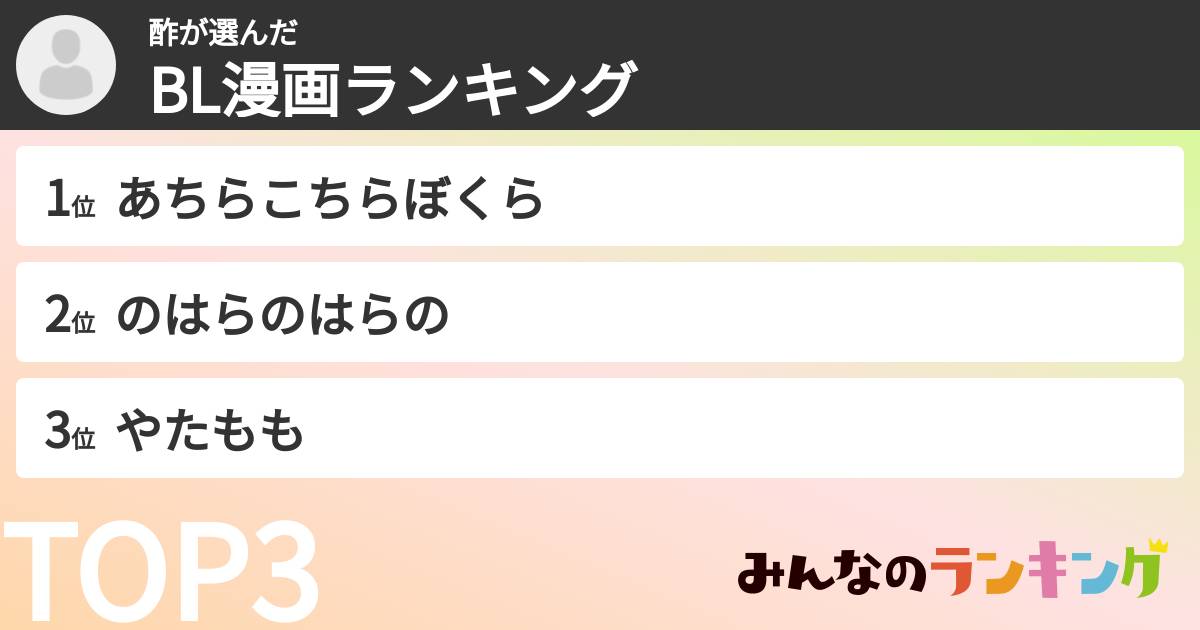 酢さんの「BL漫画ランキング」