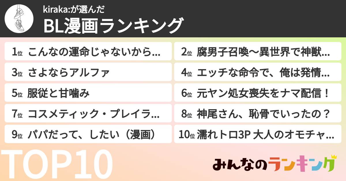 kiraka:さんの「BL漫画ランキング」