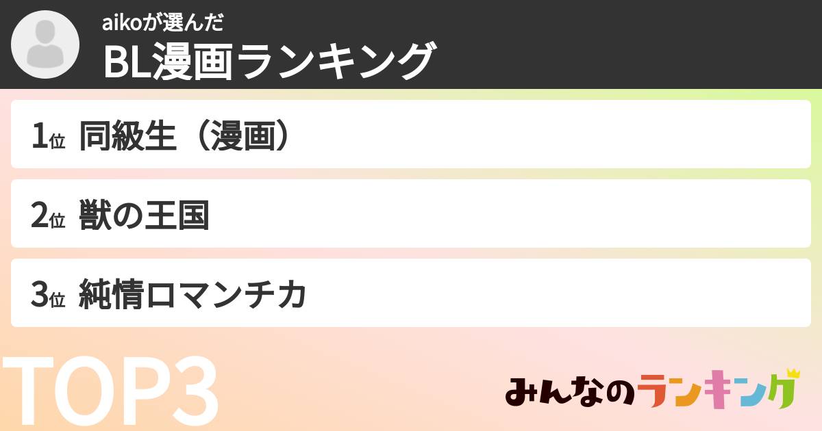 aikoさんの「BL漫画ランキング」