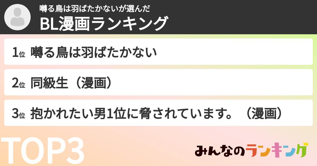 囀る鳥は羽ばたかないさんの「BL漫画ランキング」