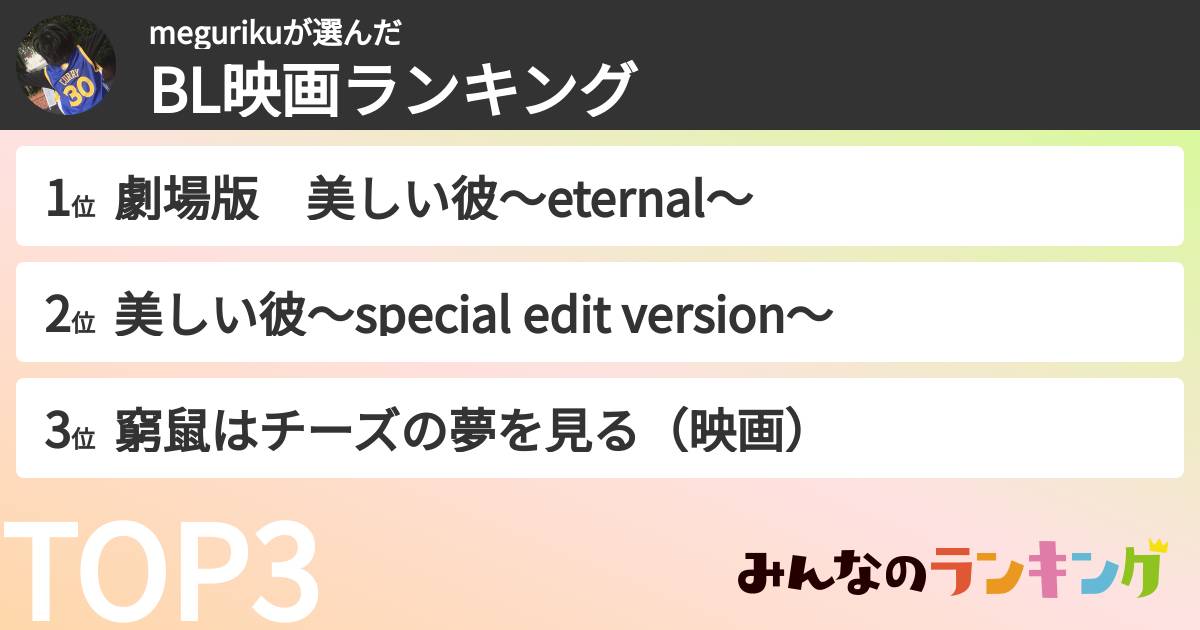 megurikuさんの「BL映画ランキング」