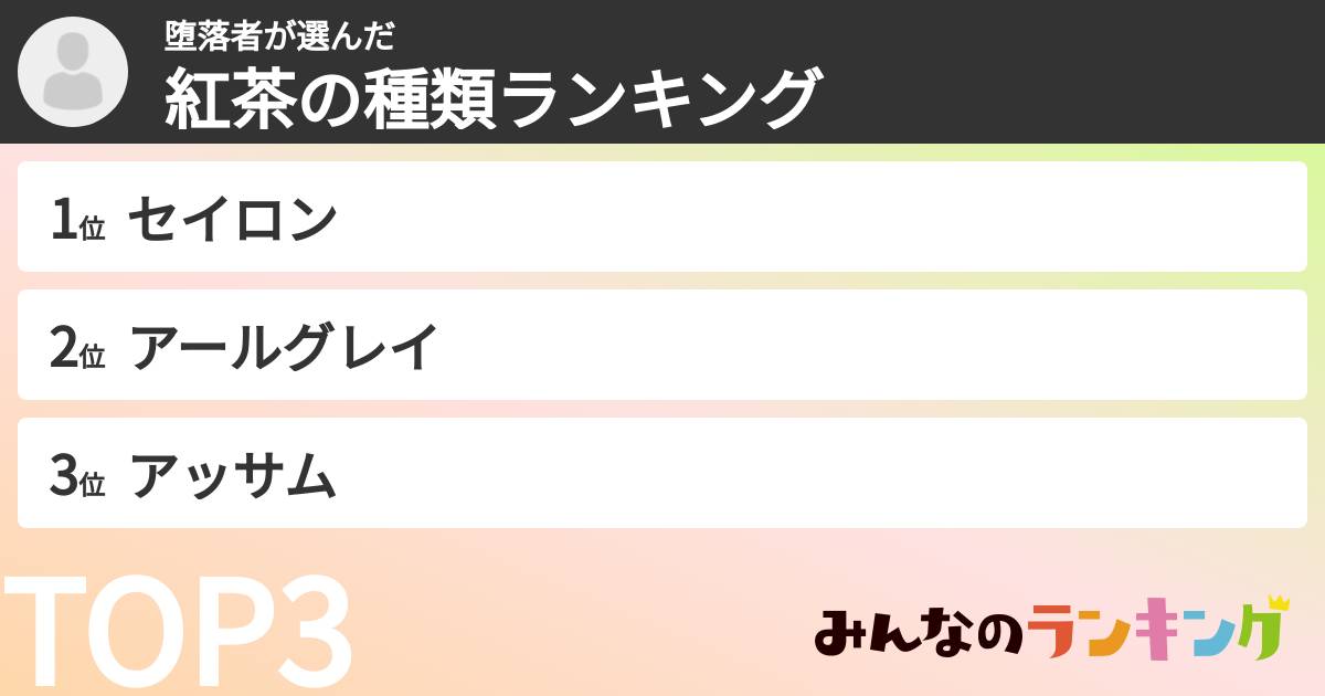 堕落者さんの「紅茶の種類ランキング」