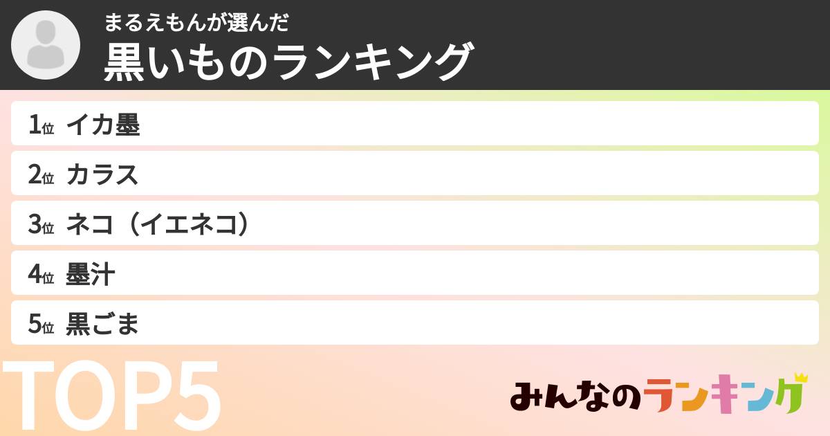 まるえもんさんの「黒いものランキング」