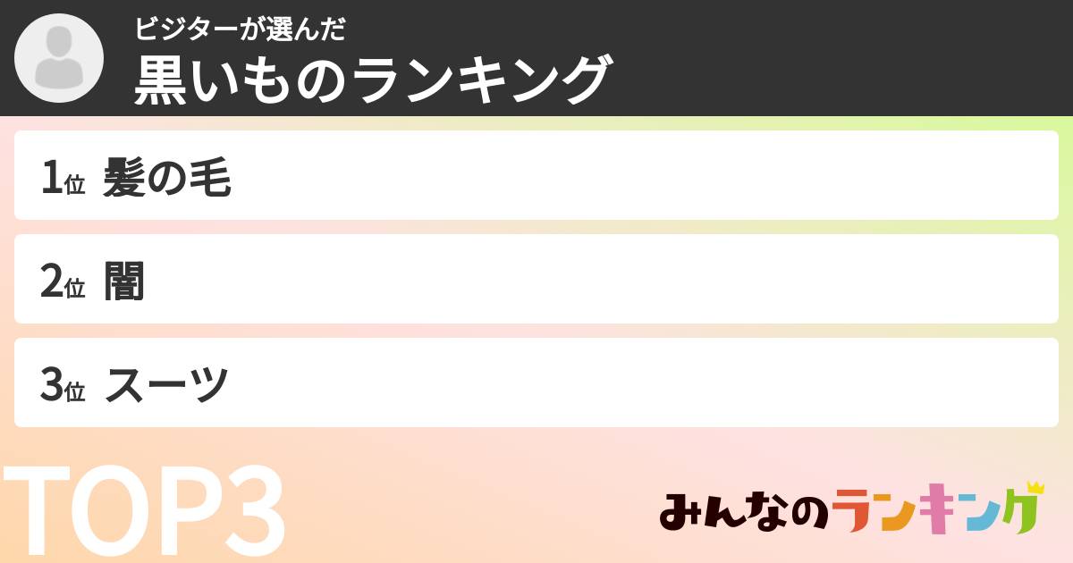 ビジターさんの「黒いものランキング」