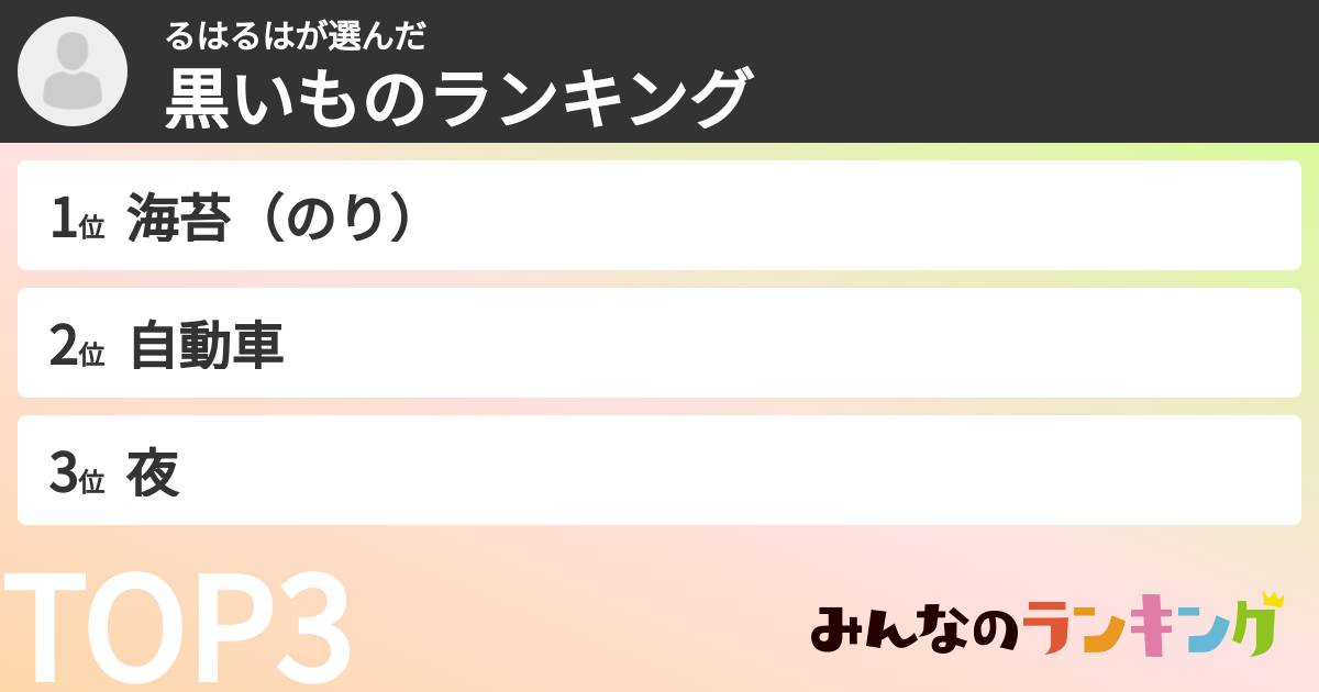 るはるはさんの「黒いものランキング」