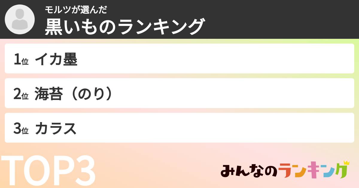 モルツさんの「黒いものランキング」
