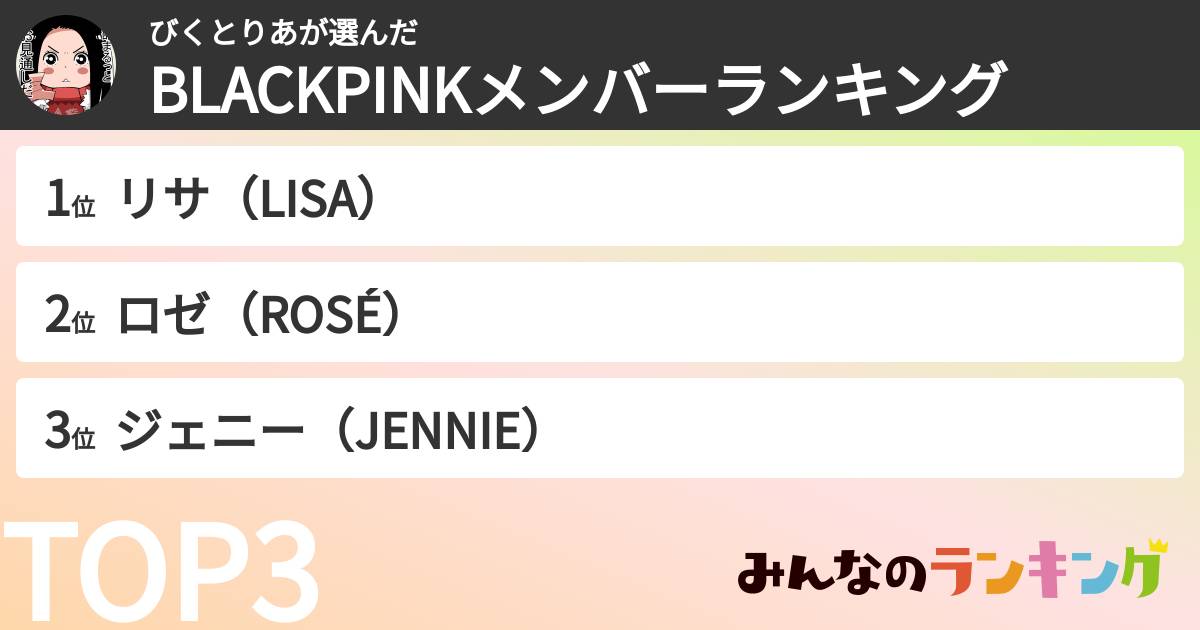 びくとりあさんの「BLACKPINKメンバーランキング」