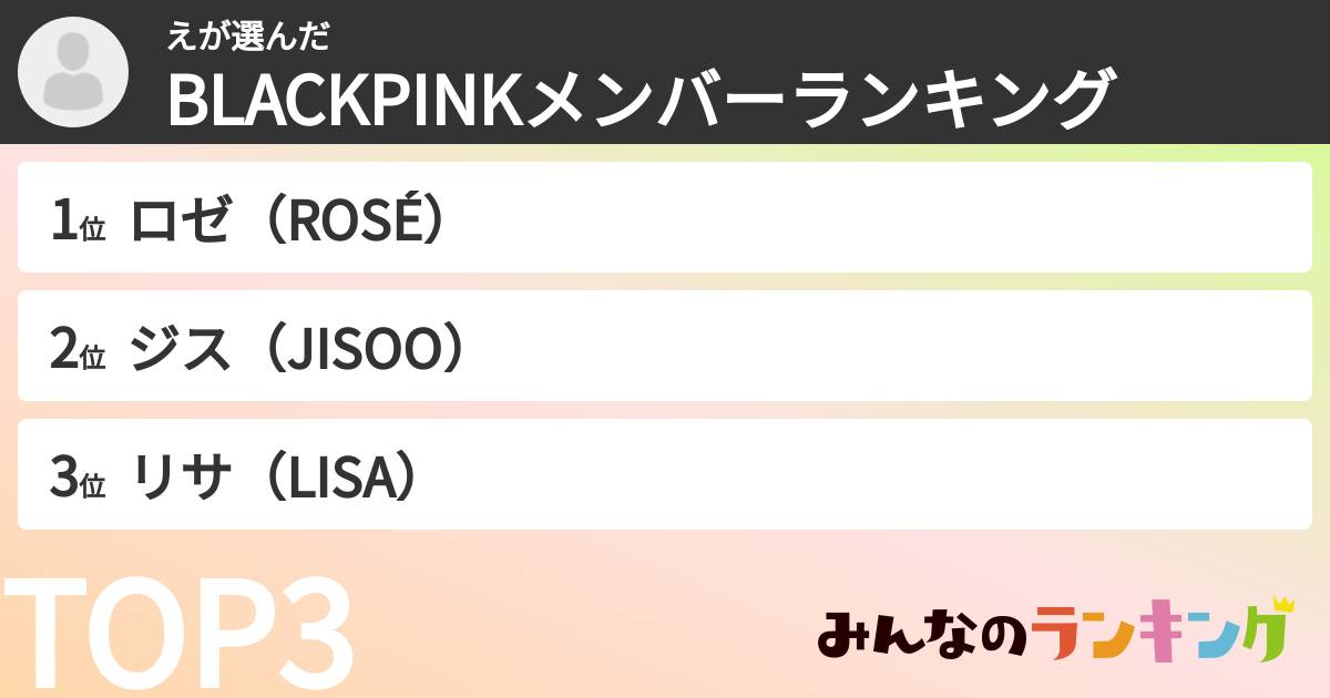 えさんの「BLACKPINKメンバーランキング」