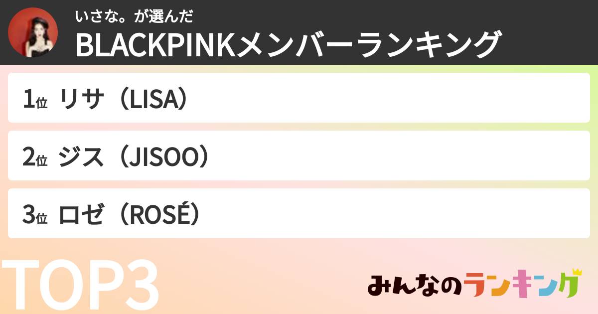 いさな。さんの「BLACKPINKメンバーランキング」