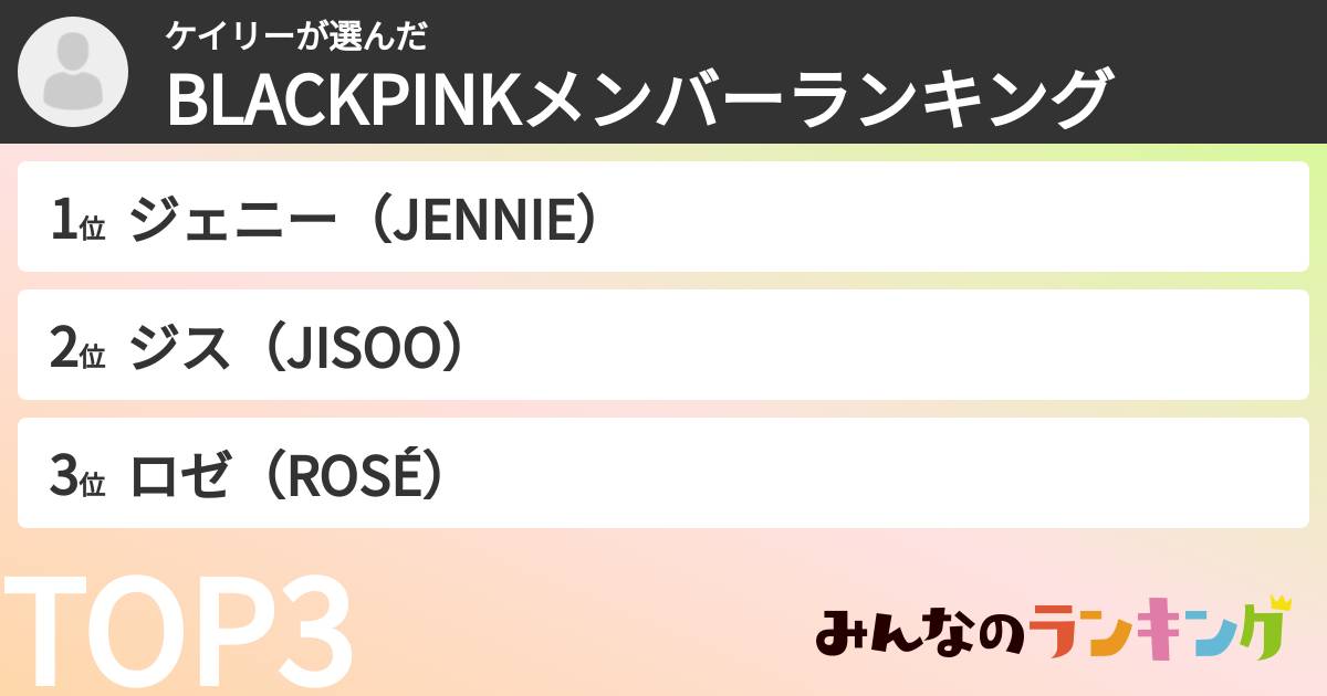 ケイリーさんの「BLACKPINKメンバーランキング」