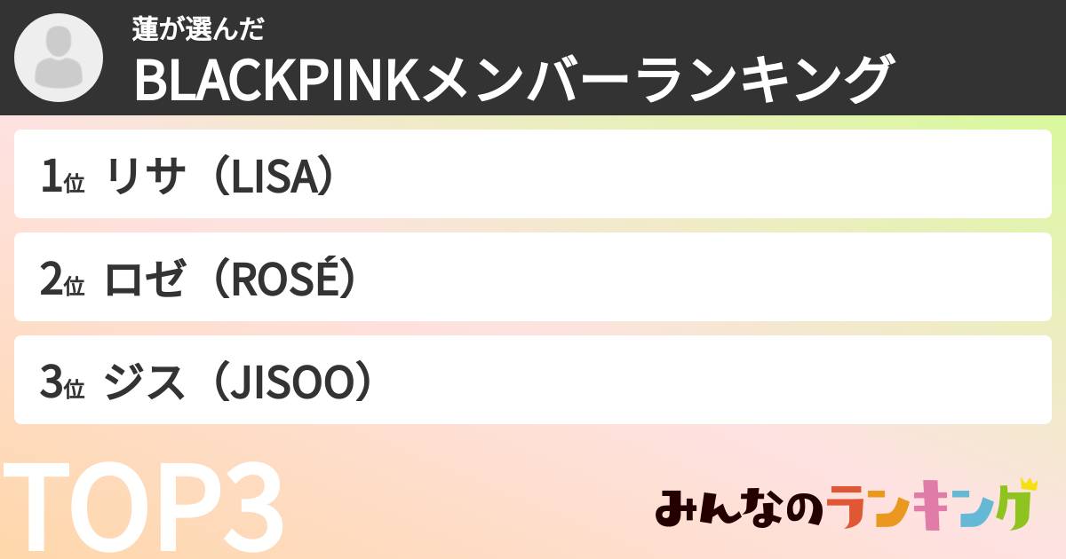 蓮さんの「BLACKPINKメンバーランキング」