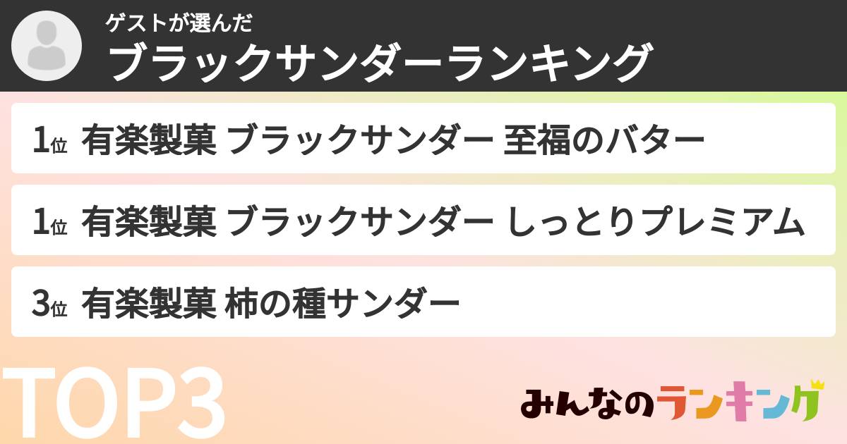 ゲストさんの「ブラックサンダーランキング」