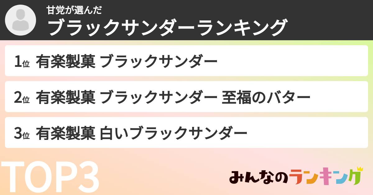 甘党さんの「ブラックサンダーランキング」