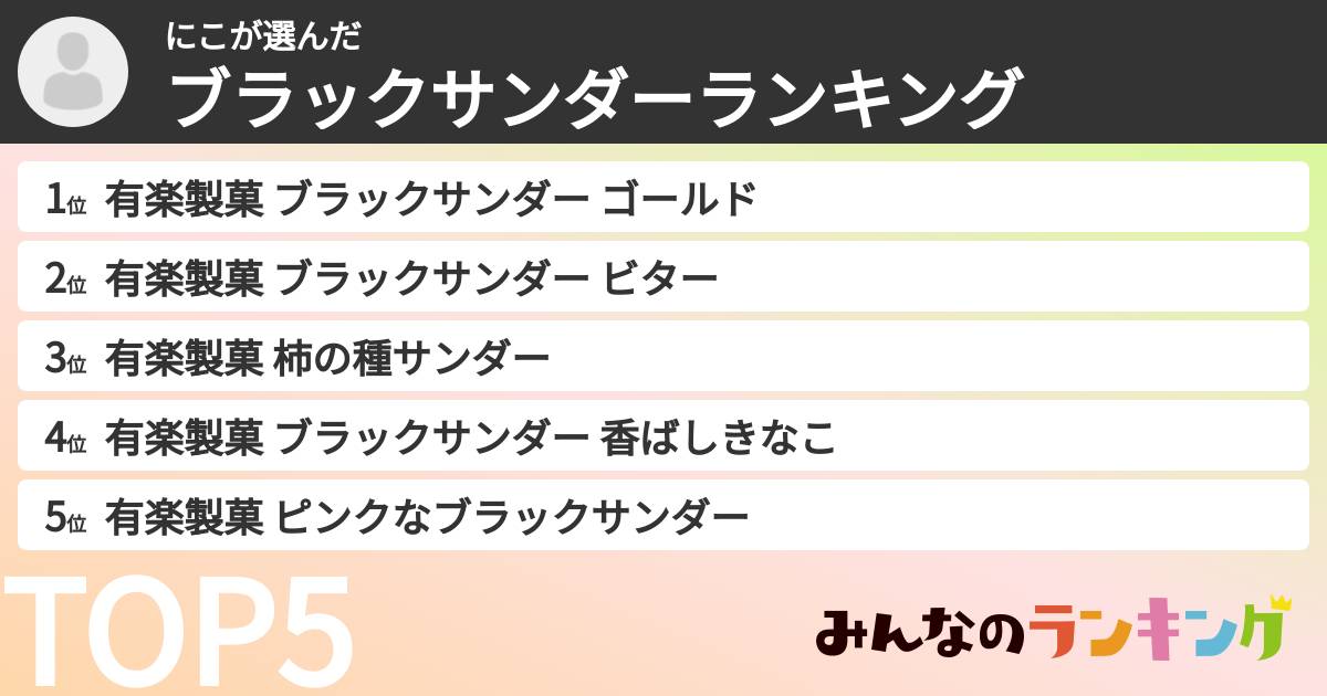 にこさんの「ブラックサンダーランキング」